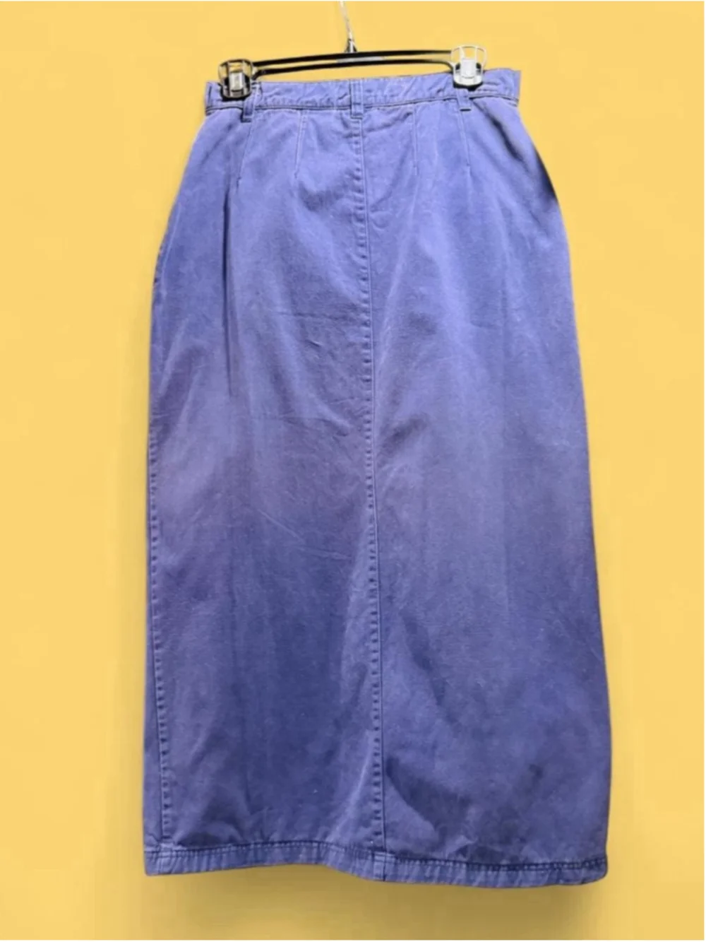 Vintage Basic Editions Purple Denim Midi Maxi Skirt Button Front Size 8 90s
